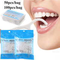 50pcs Dental Floss Oral Hygiene Dental Sticks Dental Tooth Picks Portable Flossing Toothpick Interdental Stick(50pcs with Box)