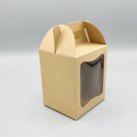 Treeboxpackage กล่องคุ้กกี้ มีหูหิ้ว คราฟท์น้ำตาล ขนาด10x9x12 ซม.(แพค10ใบ) 0996