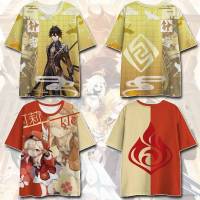 เสื้อยืดแขนสั้นลําลอง พิมพ์ลายกราฟิกอนิเมะ Jason Genshin Impact Klee Zhongli Xiao พลัสไซซ์ สําหรับผู้ชาย และผู้หญิง