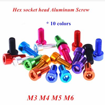 10pcs/lot DIN912 aluminum allen screw M3 M4 M5 M6 Colourful Aluminum Alloy Hexagon Hex Socket Cap Head Machine Screw Bolts Nails Screws Fasteners