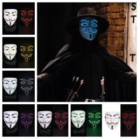 ERLUDE ฮาโลวีน V for Vendetta พีพี ชุดคลุมศีรษะ ส่องสว่าง สร้างสรรค์และสร้างสรรค์ ปิดตา ไฟ LED การตกแต่งตกแต่ง