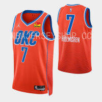 【High Quality】Mens New Original NBA Thunder #7 Chet Holmgren Jersey Statement Edition Orange Swingman Heat-pressed