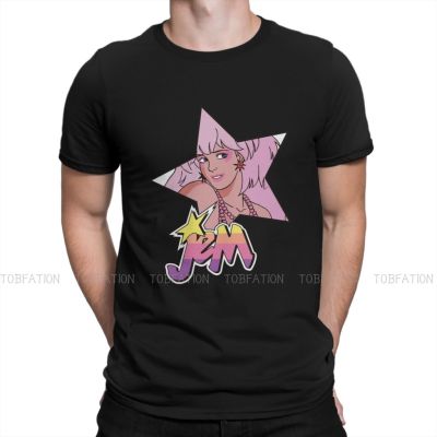 เสื้อยืดลําลอง แขนสั้น พิมพ์ลาย Jem and the Holograms Star Truly Outrageous Showtime สีดํา สําหรับผู้ชาย ไซซ์ S-6XLS-5XL