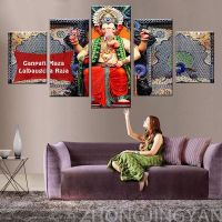 Modern Home Wall Art Decor กรอบ5ชิ้นอินเดียทิเบต Ganesha God ภาพ Art HD พิมพ์ภาพวาดสีน้ำมันบนผ้าใบโปสเตอร์งานศิลปะ New