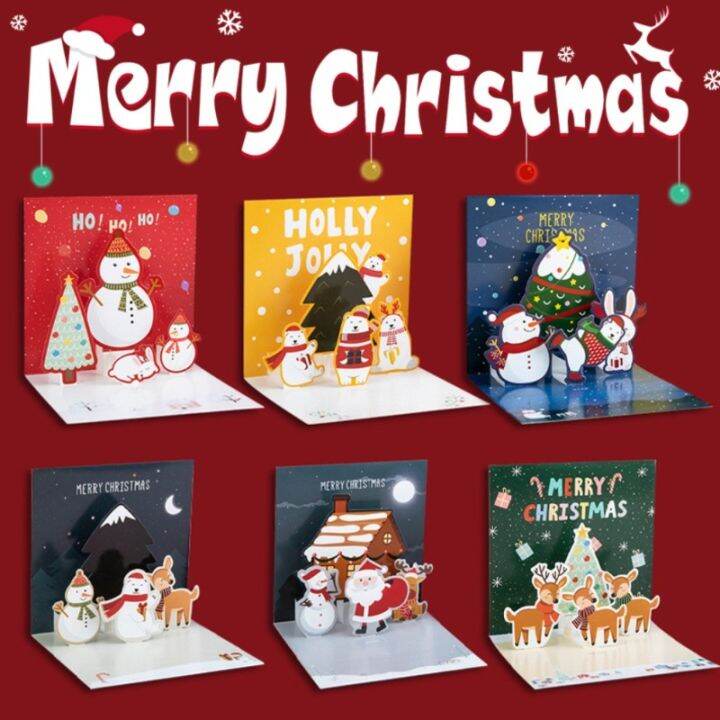 3D Pop UP Christmas Greeting Cards with Envelope Friend Family Blessing