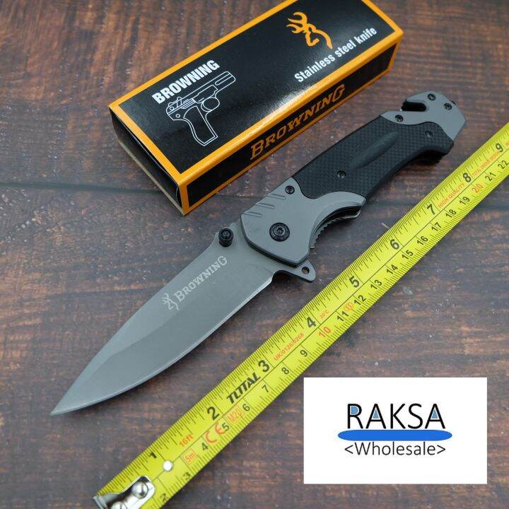 raksa-wholesale-มีดพับ-มีดพก-มีดเดินป่า-อุปกรณ์นิรภัย-ด้ามg10กันลื่น-23cm-2cr13-มีระบบดีดใบมีด-nb013