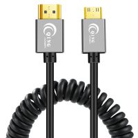 HDMI ตัวผู้แบบขดตัวผู้ขนาดเล็ก2.0V ตัวผู้สูง1080P HDMI สายเคเบิล HDMI กล้องวิดีโอสำหรับเคเบิ้ลความเร็วหัวแปลงสัญญาณ HDMI ไปยังอุปกรณ์คอมพิวเตอร์ขนาดเล็ก