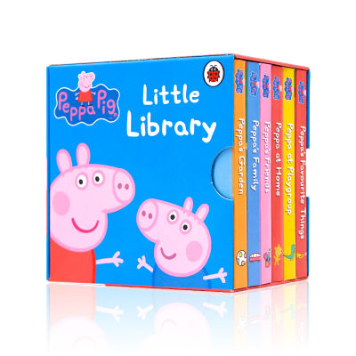 Imported original English picture books Peppa Pig little Library piggy little Library 6 volumes palm paper cardboard gift box peppa pig pink child child enlightenment cognition English picture book bedtime story