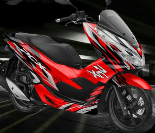 STIKER MOTOR MODIFIKASI decal Honda PCX decal terbaru variasi red
