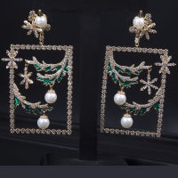 Luxury Geometric Cubic Zircon Square Earring For Women Dubai Bridal Statement Earring Aretes De Mujer Modernos E10092