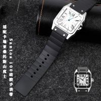 Rubber Watch Strap for Cartier Santos Sandoz Santos 100 Mens Womens Silicone Watchband 23mm