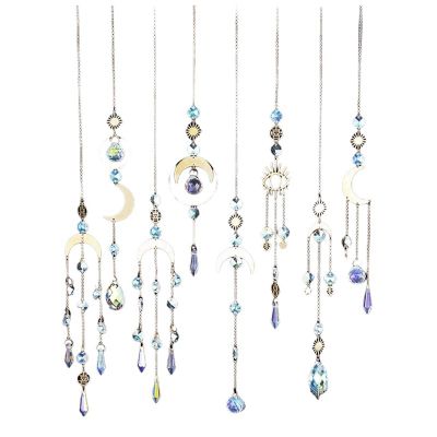 8Pcs Sun Catchers Ornament K9 Color Crystal Wind Chimes Window Sill Outdoor Decor Car Ornament Christmas Home Decoration
