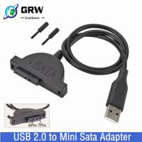 Grwibeou USB 2.0ถึง Mini Sata II 7 6 13Pin Adapter สำหรับแล็ปท็อป Cddvd ROM Slimline Drive Converter สายสกรูสไตล์คงที่1Pcs