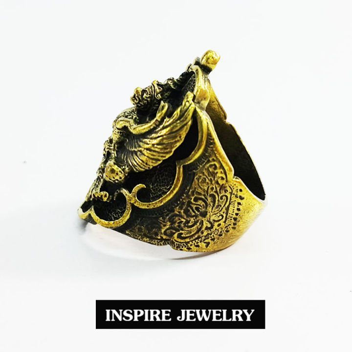 inspire-jewelry-แหวนรูปพญาครุฑ-แหวนรูปพระพิฆเนศ-ข้างรูปพญานาค-และเครื่องหมายโอม-แหวนร-มีให้เลือกหลายแบบ-หล่อด้วยทองเหลือง-รมดำ