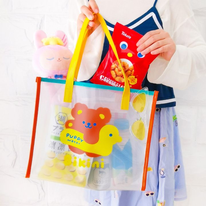 transparent-handbag-waterproof-pvc-shopping-to-work-with-meal-tutoring-students-summer-large-capacity-lunch-box-bag-jelly-bag-may