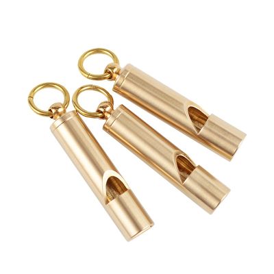 BEST EDC Classic Brass whistle Gold Pure Copper Metal keychain outdoor camping sports team survival aluminum whistle Survival kits