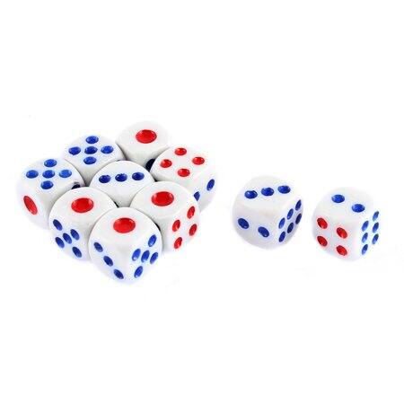 20Pcs Six Sided Square Opaque 10mm D6 Dice Portable Table Games Bar Party Tool 