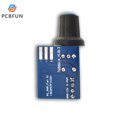 pcbfun 12V ตัวควบคุมความเร็ว Pwm เครื่องควบคุมความเร็วพัดลมช่องทางเดียว25KHZ พร้อมโพเทนชิโอมิเตอร์แบบหมุนความเร็วพัดลมเพื่อปรับ