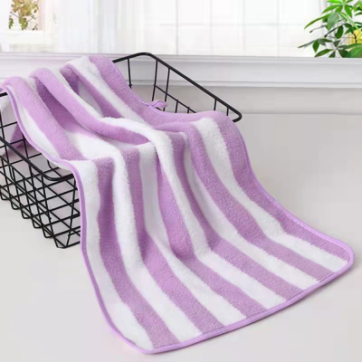 Soft Adults Face Hand Towels Bath Towel Sets Microfiber Absorbent Quick Drying Stripes