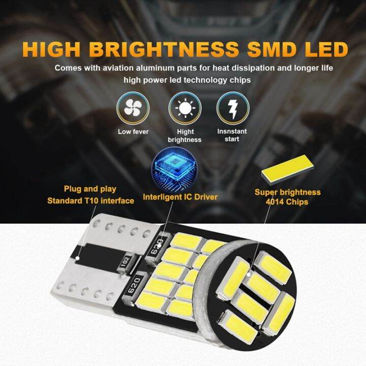 20pcs-t10หลอดไฟ-led-4014-26smd-ภายในรถโดมโคมไฟหลังคาป้ายทะเบียนไฟสัญญาณไฟท้ายกล่องหลอดไฟ12v-แสงสีขาว