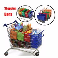 Dropship 4pcsSet Reusable Cart Trolley Supermarket Shopping Storage Bags Foldable Reusable Eco-Friendly Shop Handbag Totes