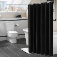 ﺴ Black plain polyester waterproof shower curtain