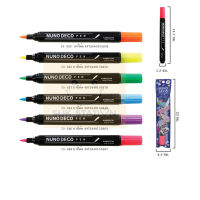 NUNO DECO PEN ปากกาเขียนผ้านูโนะ เด็ดโค่ หัวสักหลาด ปลายแหลม สีสดสะท้อนแสง