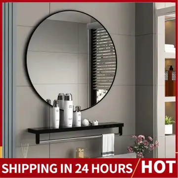 24'' Round Mirror Black Circle Mirror Modern Decoration for Living Room  Bathroom
