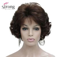 【jw】❈ﺴ❈ Short Curly Dark Auburn Synthetic Hair wig Womens Thick Wigs Everyday