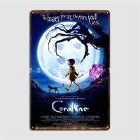 แผ่นโลหะติดผนังรูปโปสเตอร์เมทัลมีคราบ Coraline สำหรับปาร์ตี้ถ้ำโปสเตอร์ดีบุกวินเทจ