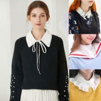 Superior Home Shop Women Faux Collar Shirt Lapel Detachable Lacing Collar Ladies False Collar Elegant Fake Collar