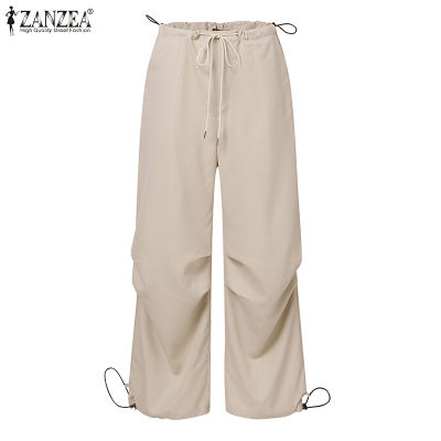 (สินค้ามาใหม่)(จัดส่งฟรี)Fancystyle ZANZEA กางเกงขากว้างแบบหลวมแฟชั่นผู้หญิงสไตล์เกาหลีกางเกงเอวมีเชือกรูด #6