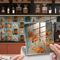 Square imitation marble retro pattern tile stickers mosaic 10 pieces self-adhesive wall stickers