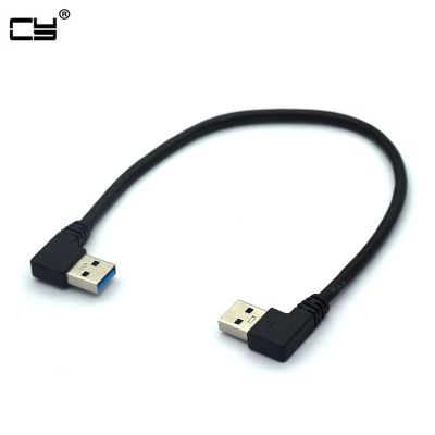 【CW】 Dual double Elbow angle USB 3.0 Type A type a 90 Degree Right Angled Data Cable for Hard Disk Computer 25CM
