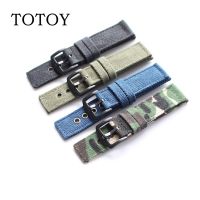 Tali Jam Kulit Kanvas Murni Tali Kanvas Denim Pria 20MM/22MM/24MM Tali Jam Tangan Militer Olahraga Gaya Gerakan