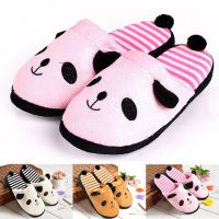 Women Indoor Shoes Panda Tail Warm Winter Coral Velvet Anti Slip Slippers Newest