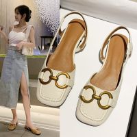 Baotou French sandals women in the spring of 2023 the new metal horse street buckle empty single female shoes after restoring ancient ways