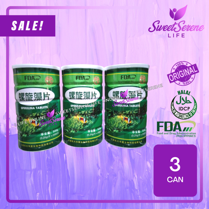Spirulina Tablets (Buy 2 Take 1) (6000 Tablets) (3 Cans) FDA Approved