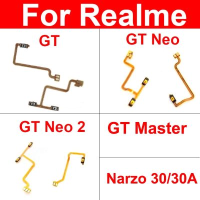 ปุ่มปรับสายปรับระดับเสียงสำหรับ Oppo （A LOVABLE）Realme GT Neo2 Master Narzo 30 Pro 30A 5G ชิ้นส่วนริบบิ้นปุ่มด้านข้าง