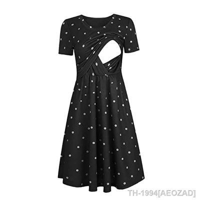 ✘☇❣ Vestidos de maternidade para mulheres grávidas Vestido amamentação Roupas gravidez Túnica Sólida Verão