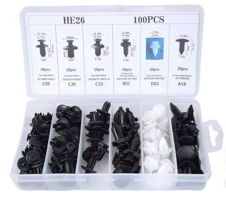 ลดราคา-630pcs-auto-fastener-clip-ผสม-รถ-body-push-retainer-pin-rivet-กันชนประตู-trim-แผงยึด-fastener-kit