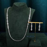 Neriza Jewelry/ชุดเครื่องประดับเพชรสังเคราะห์สร้อยคอ ต่างหู ประกายเทียบเท่าเพชรแท้ NSW003