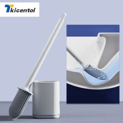 【LZ】 Upgrade Silicone Toilet Cleaning Brush Flat Head Soft Bristles Brush with Holder Flexible No Dead Wc Cleaner Brush Bathroom