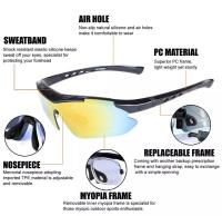 แว่นกันแดด แว่นกันแดดขี่จักรยาน กีฬากลางแจ้ง Men Sports Sunglasses Polarized with 5 Interchangeable Lenses