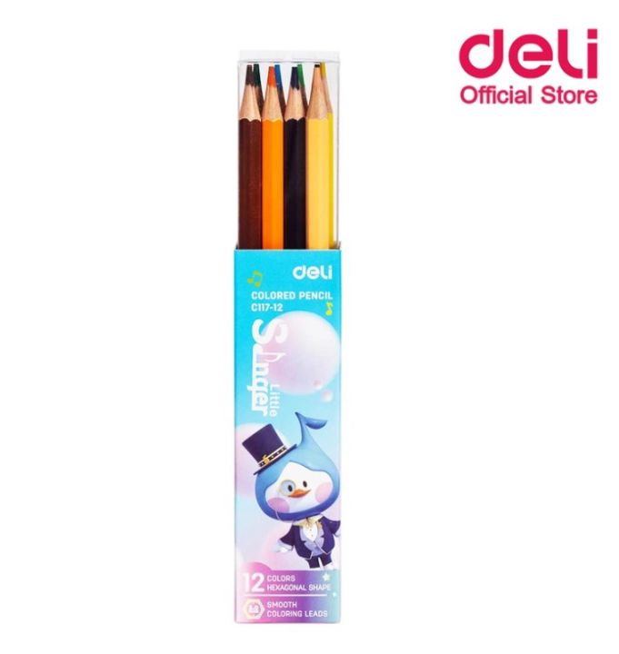 ดินสอสีไม้-12-สี-สีไม้-ดินสอสี-เครื่องเขียน-สีไม้ระบายภาพ-อุปกรณ์เครื่องเขียน-deli-c117-12-colored-pencil-12-colors