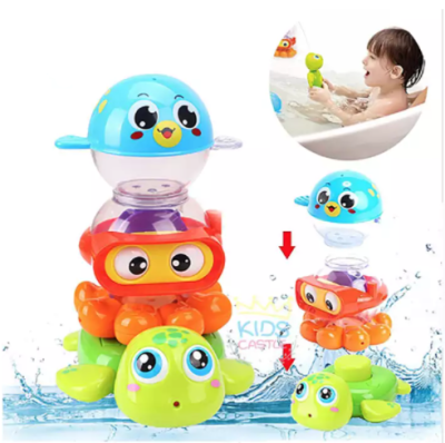 Toyswonderland ของเล่นลอยน้ำสัตว์ทะเลเรียงซ้อน Huile toys Stackn Squirt Bath Fun