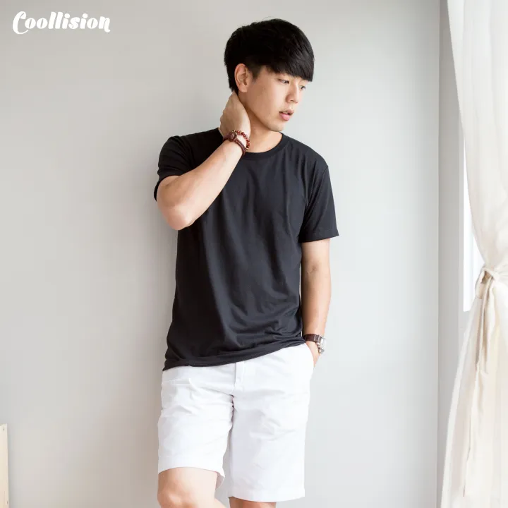 coollision-เสื้อดำ-เสื้อเปล่าเสื้อยืดสีพื้น-สีดำ-ผ้า-tc-นุ่มๆ