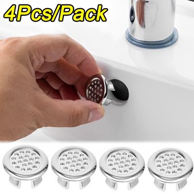 4PCS Plastic Bathroom Kitchen Basin Sink Overflow Cover Ring Insert Replacement Chrome Hole Round Drain Cap Basin Accessory  by Hs2023