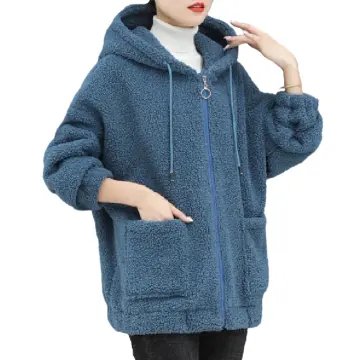 Women Winter Coat Color Block Long Sleeves Zipper Cardigan Loose Furry Warm  Plush Plus Size Lady Jacket Winter Clothes
