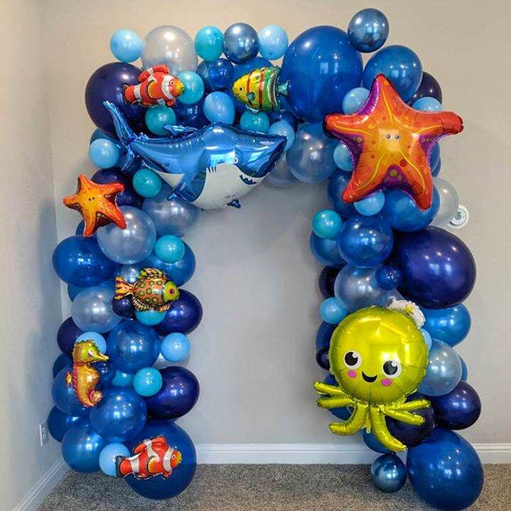 【Christmas】 Sea Animal Foil Balloon Cartoon Under the sea Shark Octopus ...